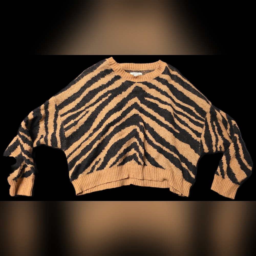 American Eagle Outfitters Black and Tan Knit Sweater